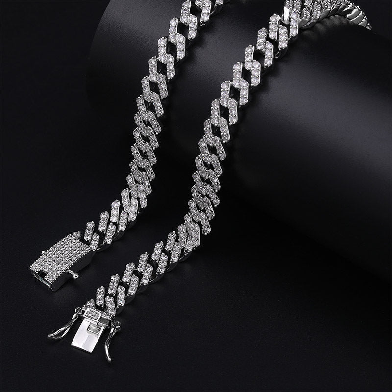 10mm curb cuban link chain necklace vvs diamond kanye west travis scott