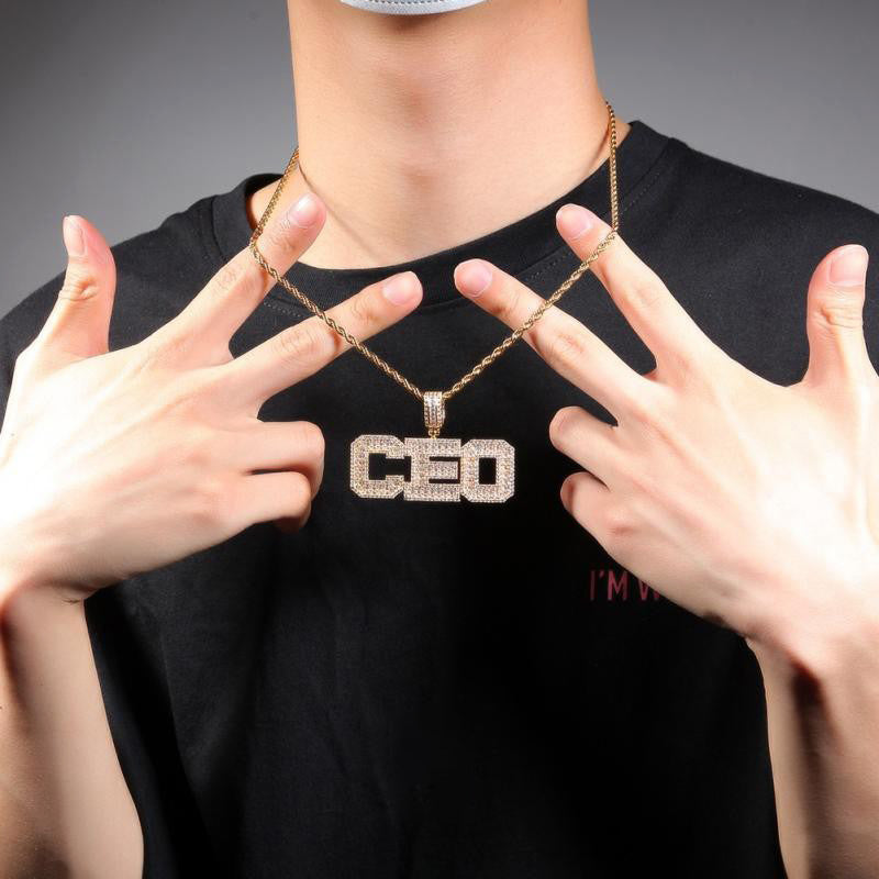 Custom number letter name baguette pendant necklace chain dialmond fully iced instagram famous rapper jewelry hip hop top jewelers