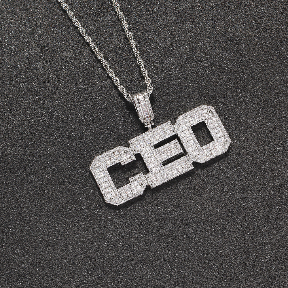 Custom number letter name baguette pendant necklace chain dialmond fully iced instagram famous rapper jewelry hip hop top jewelers