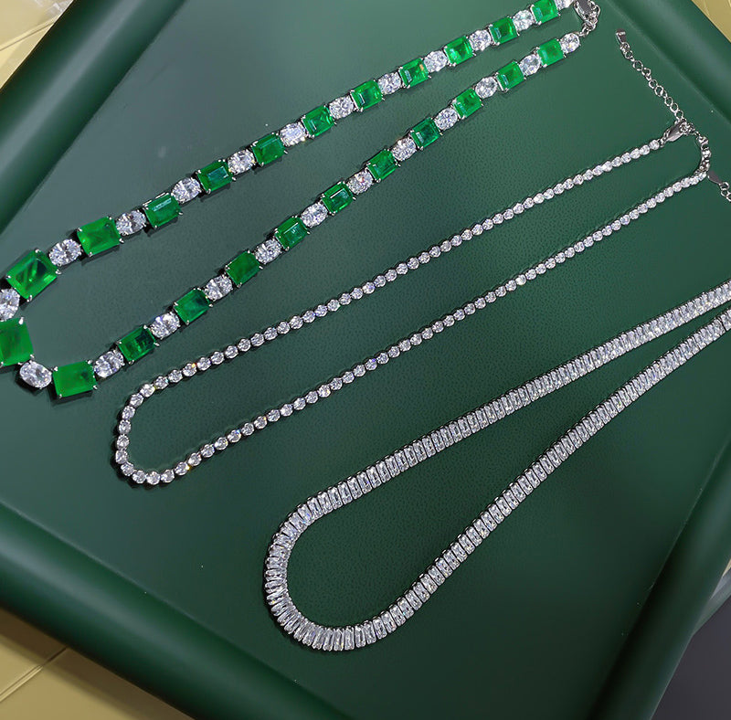 harry winston Tennis Necklace diamond 925 silver white gold diamonds
