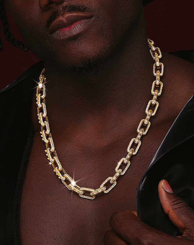 Playboi Carti spiked links necklace cuban link fully iced diamond vvs vlone asap rocky