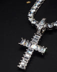 Baguette cross pendant & necklace with free matching chain hiphop