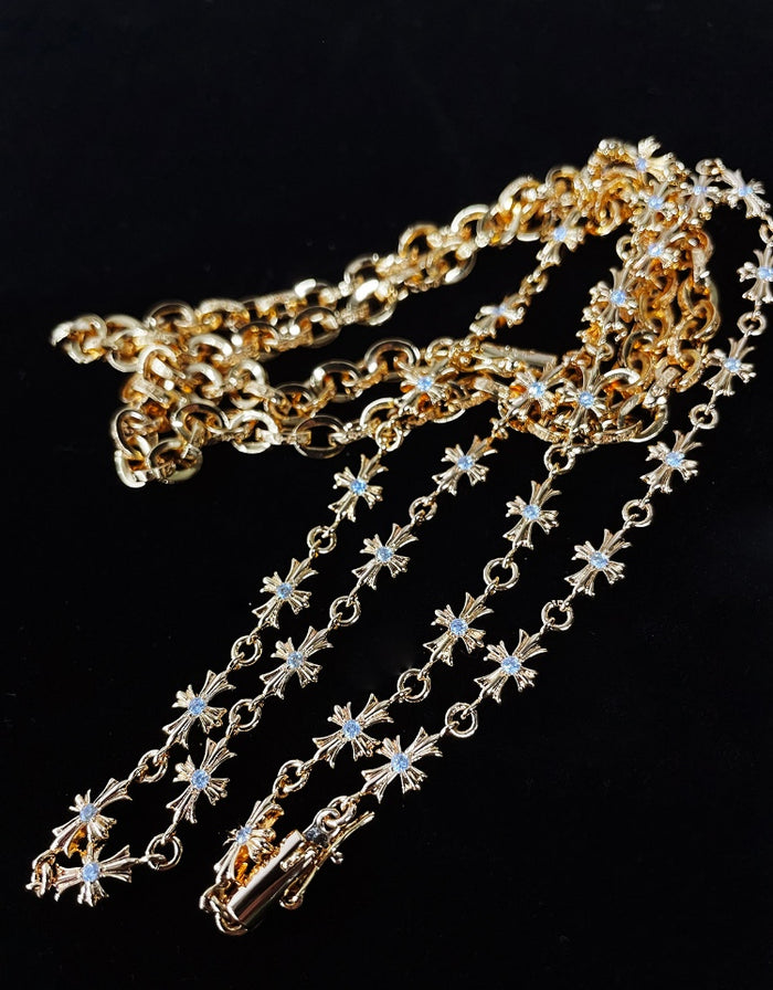 Chrome Hearts Tiny E necklace chain Yellow Gold diamond 22k gold