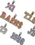 Custom A-Z baguette diamond custom Letters numbers Initial Charm pendant hollywood celebrity jewelers jewelry hip hop diamond necklace chain
