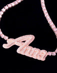 Hailey Bieber Wears Diamond Necklace With Her Married Last Name Vogue people.com custom name diamond necklace tennis link chain
