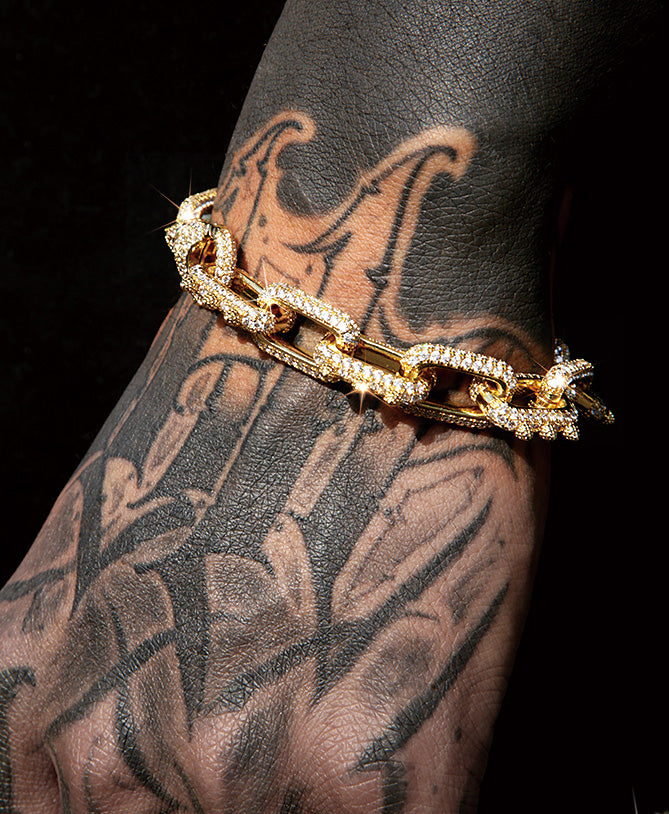 Playboi Carti spiked links necklace cuban link fully iced diamond vvs vlone asap rocky