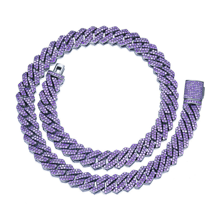 14mm curb cuban link necklace chain two row diamond purple black gold haze trap liluzivert drake travis scott shopgld diamond ifandco icebox jewelry hip hop rappers 