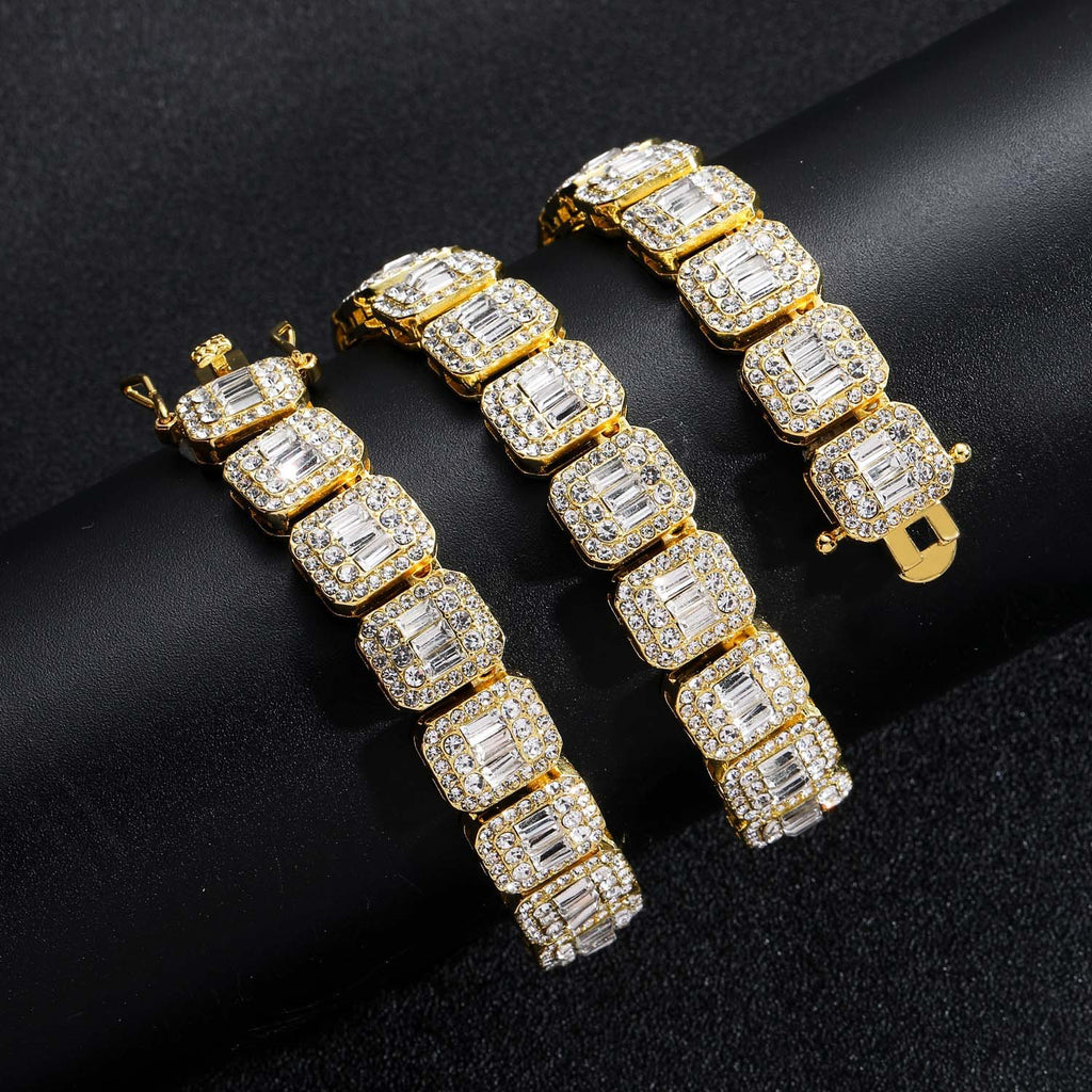 baguette diamond round stone tennis links bracelet necklace chain white gold yellow gold baller rappers nba hip hop jewelry buy shopping free shipping