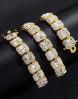 baguette diamond round stone tennis links bracelet necklace chain white gold yellow gold baller rappers nba hip hop jewelry buy shopping free shipping