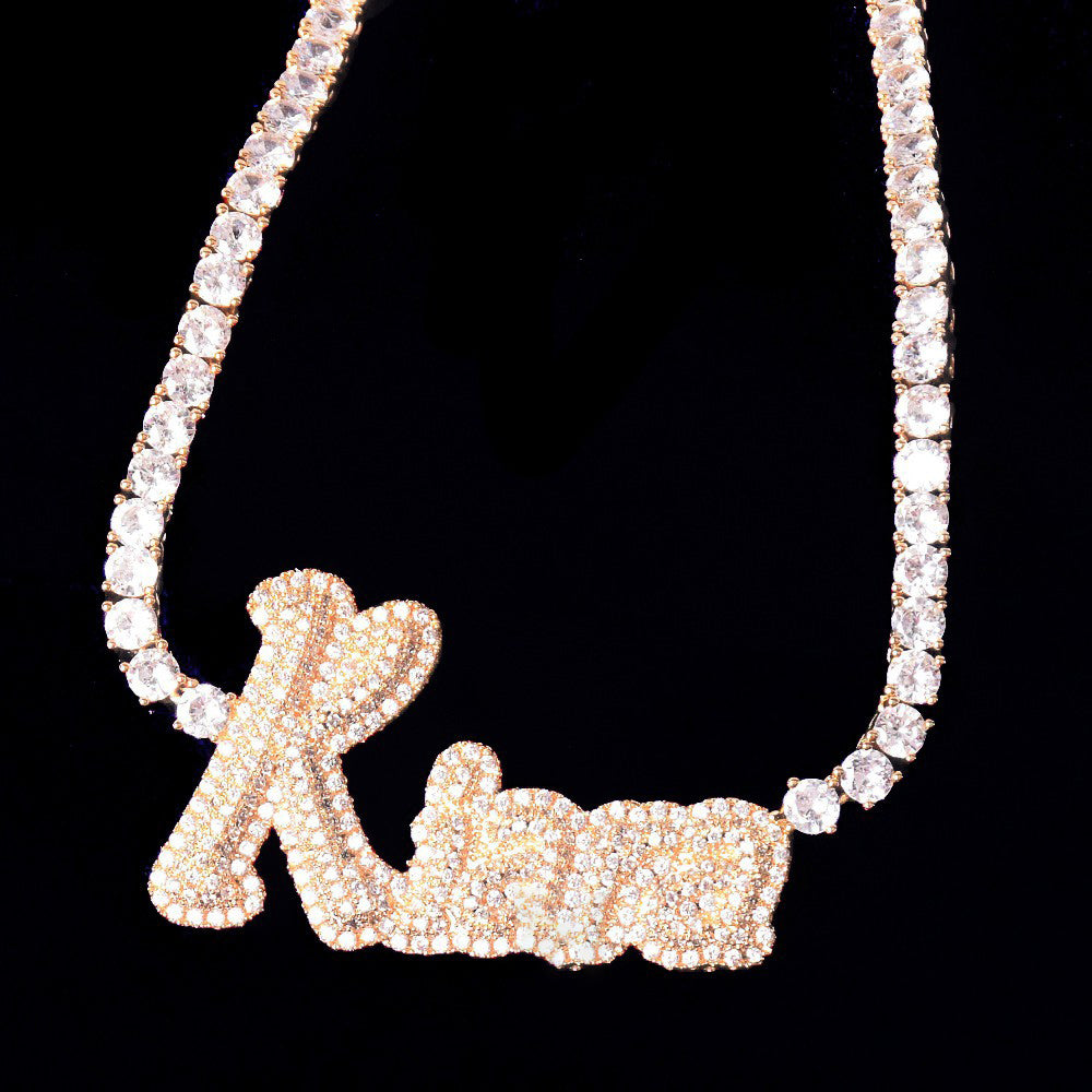 Hailey Bieber Wears Diamond Necklace With Her Married Last Name Vogue people.com custom name diamond necklace tennis link chain
