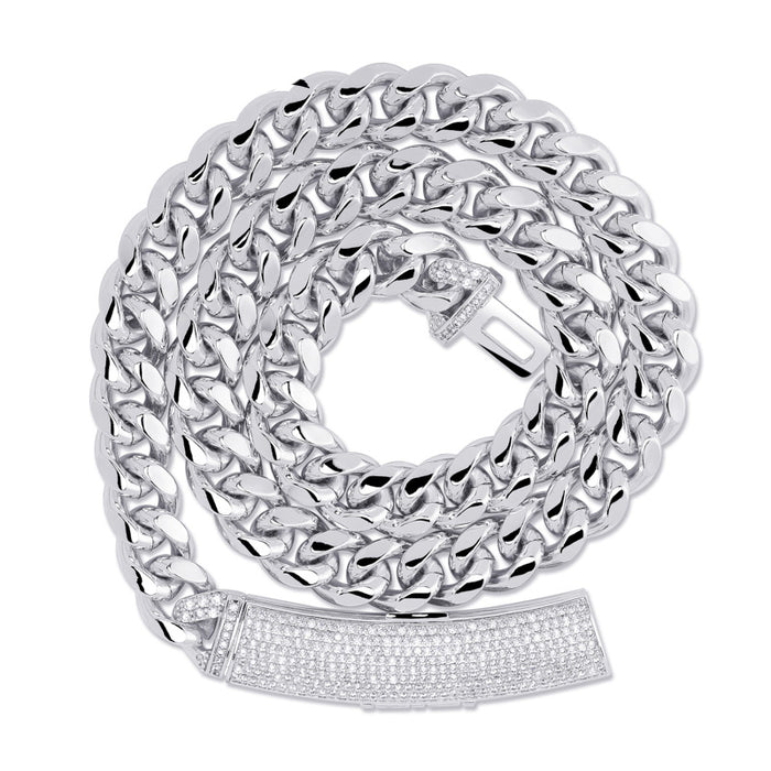12mm cuban link necklace chain custom curvy clasp fully iced micro pave set diamond ifandco