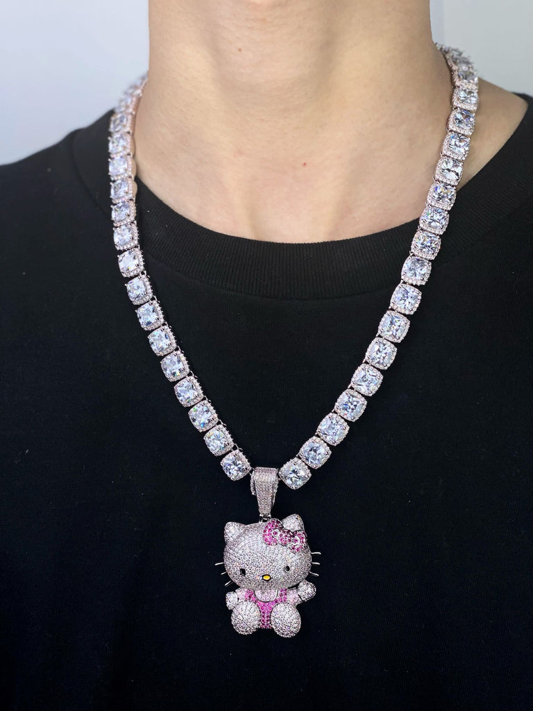 ifnandco custom hello kitty diamond pendant necklace chain iced out ben baller