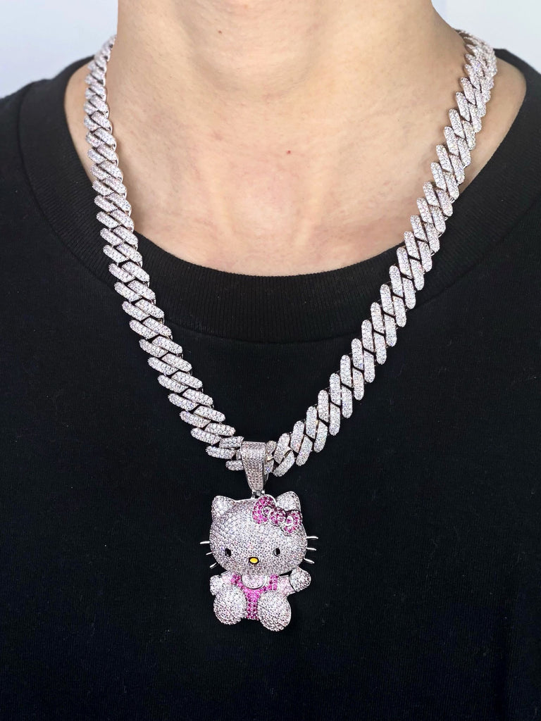 ifnandco custom hello kitty diamond pendant necklace chain iced out ben baller
