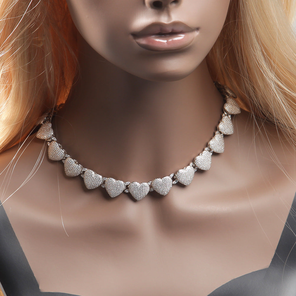 Fully iced interlaced heart 3D links necklace chain egan Thee Stallion hip hop jewelry celebrities jewelers diamond necklace bracelet ankle ring