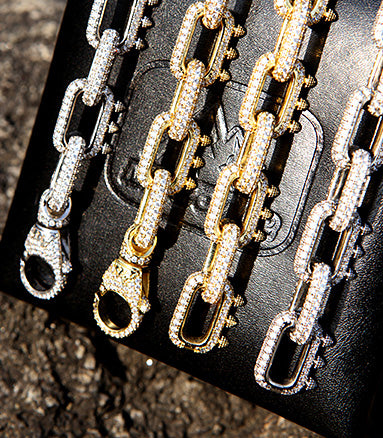 Playboi Carti spiked links necklace cuban link fully iced diamond vvs vlone asap rocky