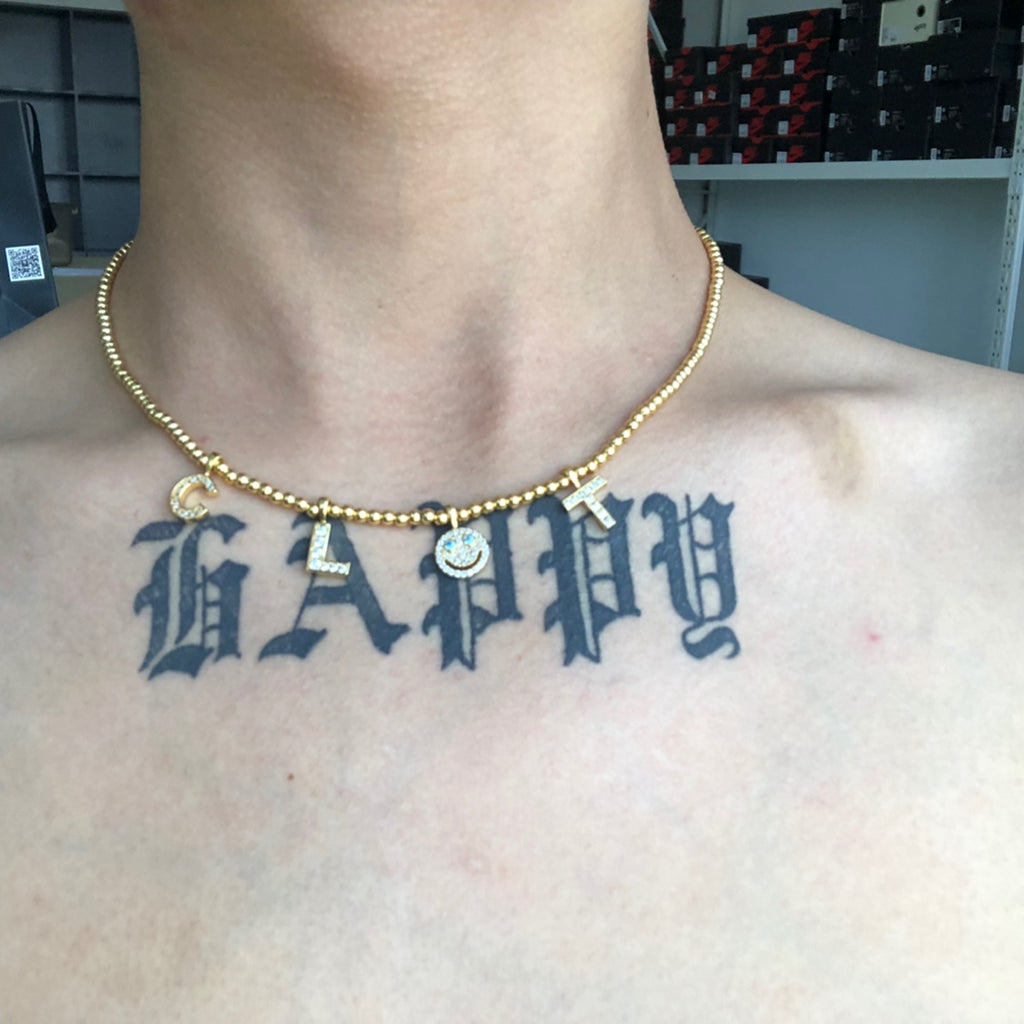 eyefunny custom letter diamond alphabet necklace chain