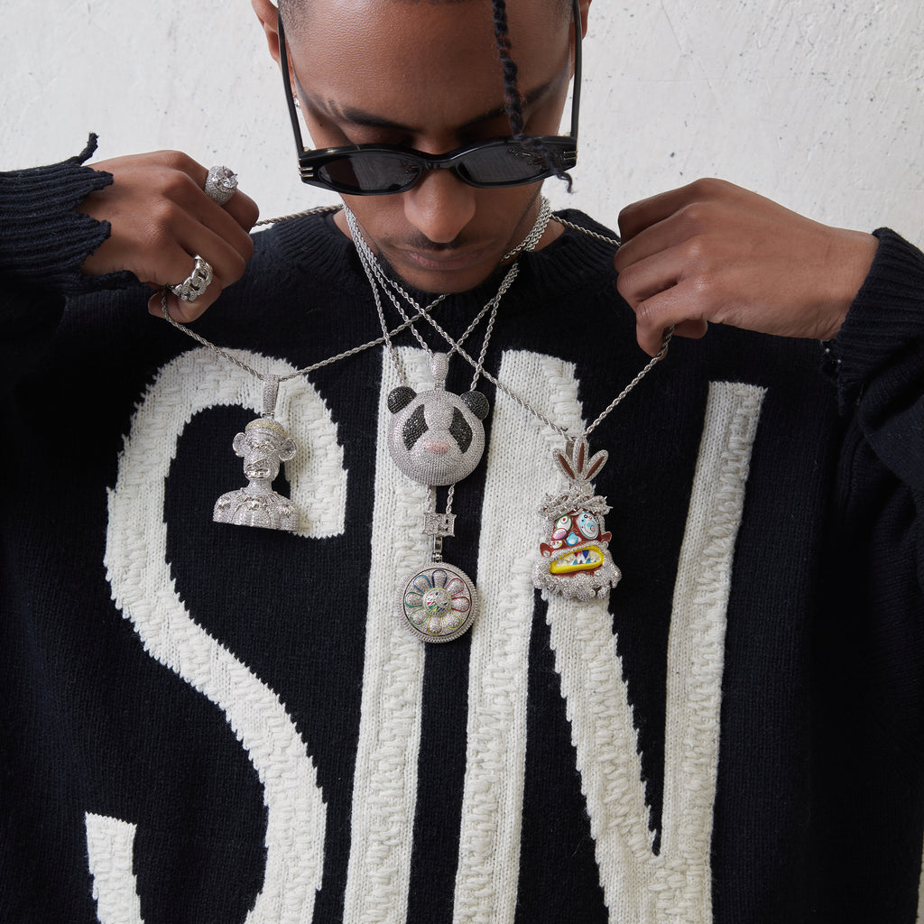 Fully iced Panda diamond pendant necklace chain as seen on Jackson Wang Got7 kpop fans buy panthepack