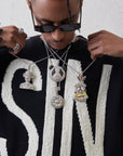 Fully iced Panda diamond pendant necklace chain as seen on Jackson Wang Got7 kpop fans buy panthepack
