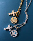 eyefunny smiling face thunder pendant necklace chain diamond jbalvin kim jones clot virgil offwhite