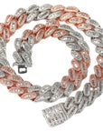 15mm cuban link necklace chain in baguette diamond White Gold Yellow Gold sterling silver hip hop jewelry cheap best quality custom made