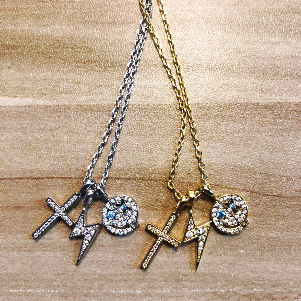 EYEFUNNY smiling face pendant necklace chain diamond vvs アイファニー POGGY KIM JONES VIRGIL JBALVIN