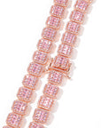 halo iced baguette travis chain rose gold pink diamond female bling diamond necklace chain bracelet cheapest asap rocky vlone