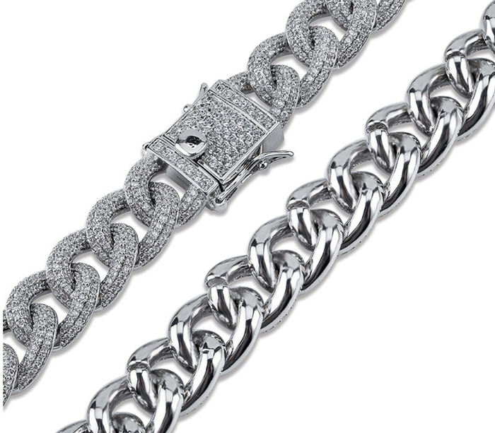 15mm cuban link fully iced micro pave diamond travis scott playboi carti asap rocky ian connor vlone vvs