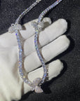 4mm tennis link with fully iced 3 butterflies short diamond necklace choker White Gold kylie jenner kardashians