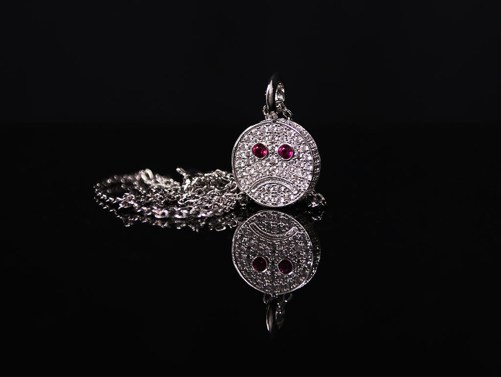eyefunny smiling face thunder pendant necklace chain diamond jbalvin kim jones clot virgil offwhite