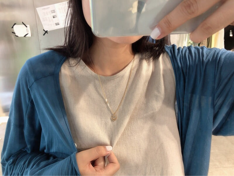 eyefunny smiling face thunder pendant necklace chain diamond jbalvin kim jones clot virgil offwhite