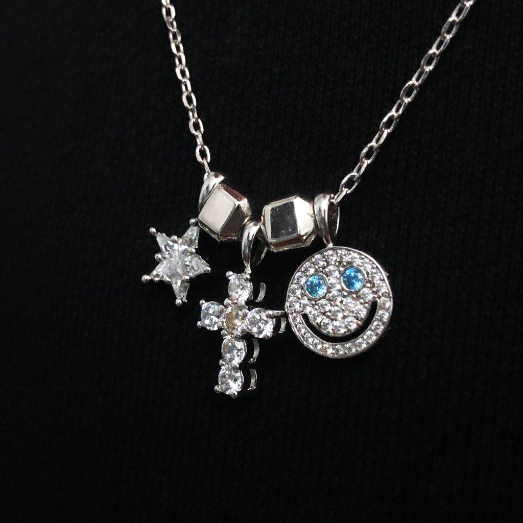 EYEFUNNY smiling face pendant necklace chain diamond vvs アイファニー POGGY KIM JONES VIRGIL JBALVIN