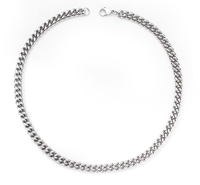 8mm plain cuban link necklace chain solid silver white gold vermil cuban links