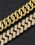 17mm fully iced baguette diamond cuban link necklace chain White Gold yellow gold asap rocky playboi carti lil uzi vert hip hop jewelry custom made