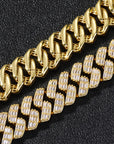 17mm fully iced baguette diamond cuban link necklace chain White Gold yellow gold asap rocky playboi carti lil uzi vert hip hop jewelry custom made