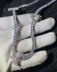 4mm tennis link with fully iced 3 butterflies short diamond necklace choker White Gold kylie jenner kardashians