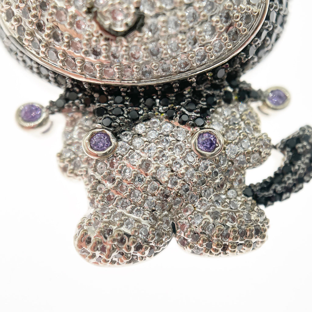 ifandco Iced Out Kuromi diamond pendant necklace with free matching chain included.