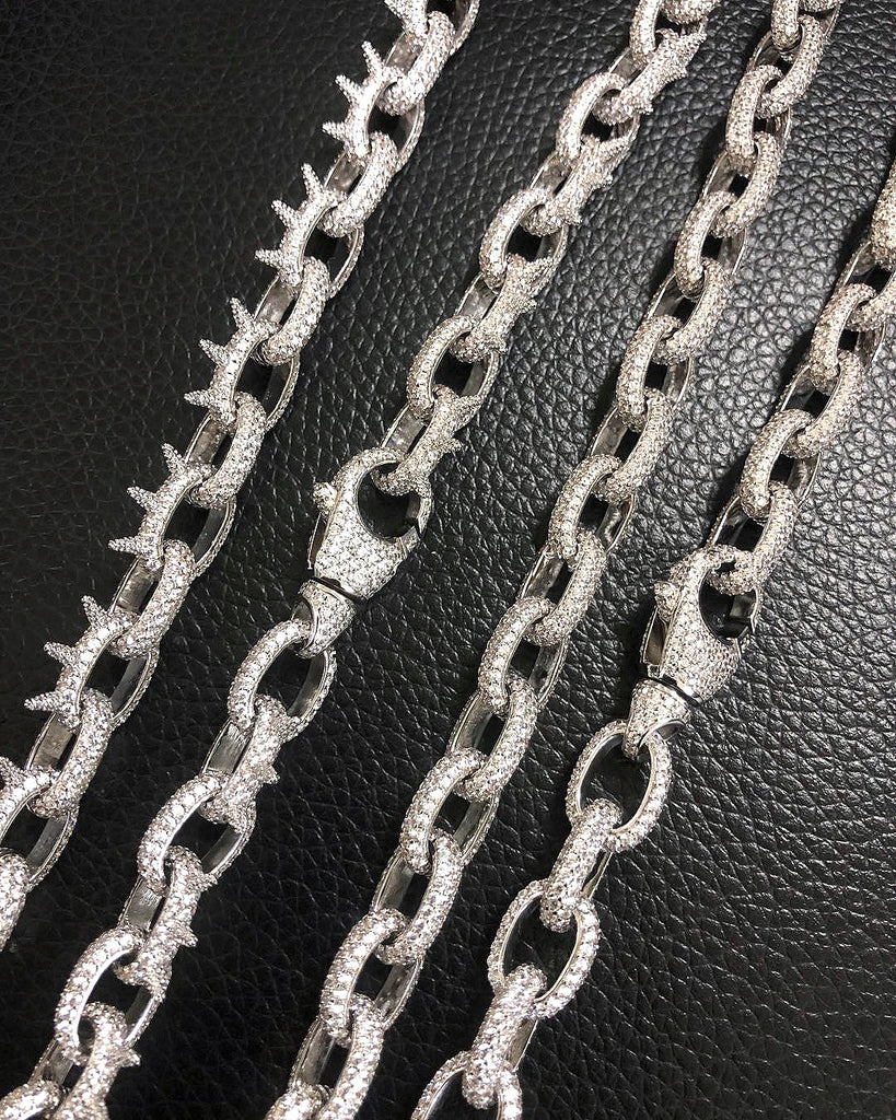 Playboi Carti spiked links necklace cuban link fully iced diamond vvs vlone asap rocky