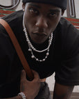 Asap Rocky pearl necklace Chanel cuban links chain with beads vlone playboi carti jeweler diamond gold