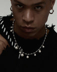 Beaded chain cuban links with dangling freshwater pearls necklace asaprocky