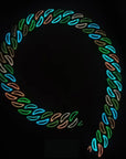 20mm glow in the dark enamel cuban link necklace chain as seen on Travis Scott Melted Utopia dream