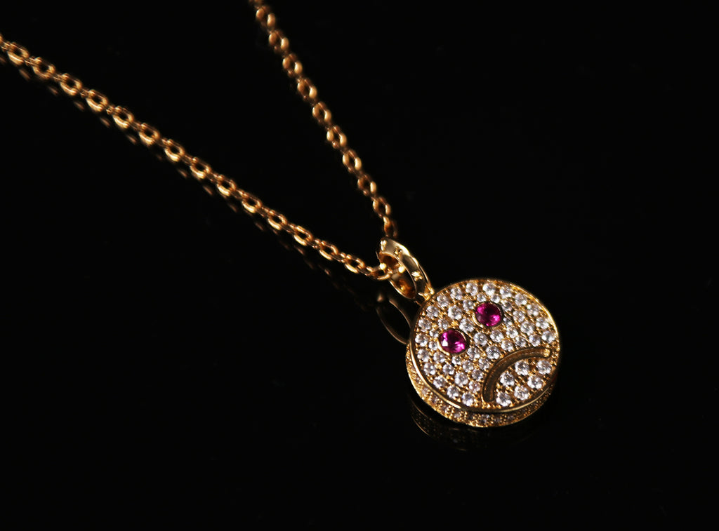 eyefunny smiling face thunder pendant necklace chain diamond jbalvin kim jones clot virgil offwhite