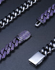 14mm curb cuban link necklace chain two row diamond purple black gold haze trap liluzivert drake travis scott shopgld diamond ifandco icebox jewelry hip hop rappers