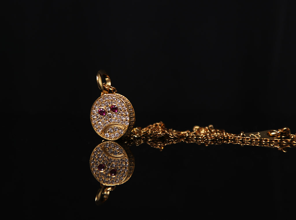 eyefunny smiling face thunder pendant necklace chain diamond jbalvin kim jones clot virgil offwhite