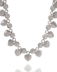 fully iced diamond heart ball Fully iced puffy bubble heart 3D clustered ball tennis link short necklace choker