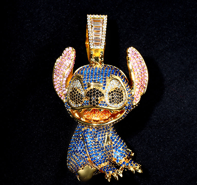 iced out Stitch diamond  pendant necklace ifandco