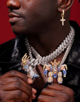 fully iced Mashin Hero Wataru Ryujinmaru fully iced and glow in the dark pendant necklace diamond chain set