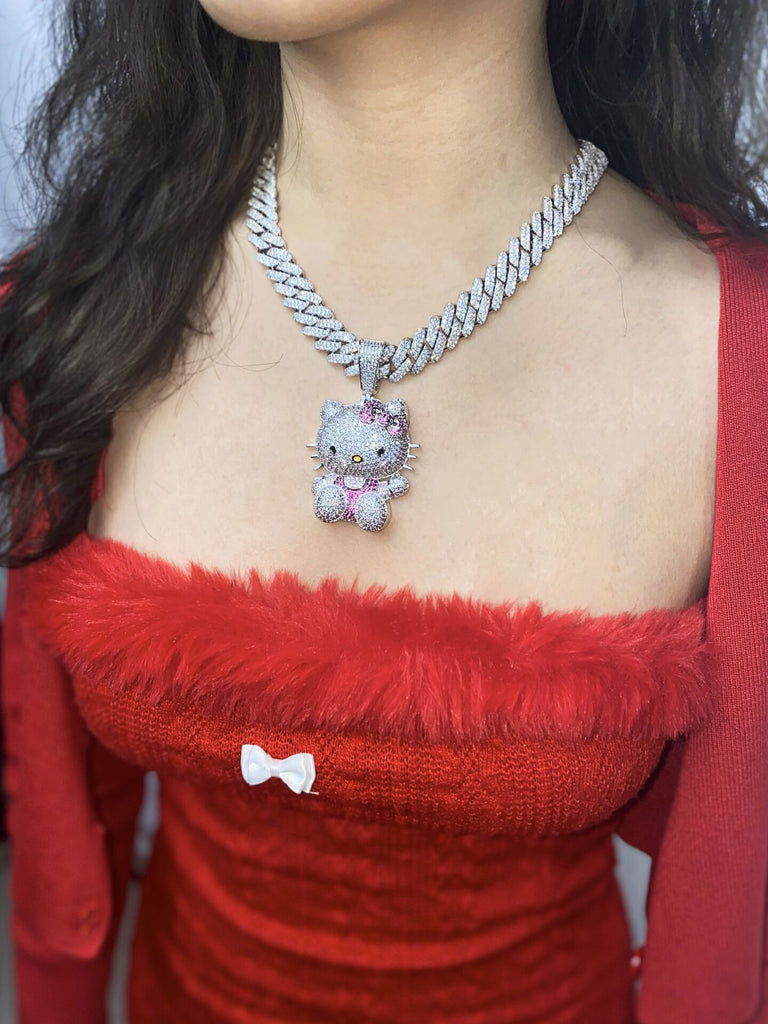 ifnandco custom hello kitty diamond pendant necklace chain iced out ben baller