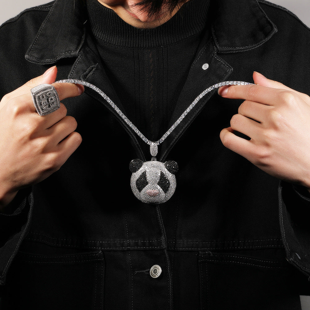 Fully iced Panda diamond pendant necklace chain as seen on Jackson Wang Got7 kpop fans buy panthepack