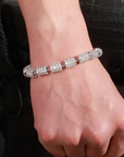 Fully iced Baguettes Cylinder Round Bracelet Yellow Gold diamonds