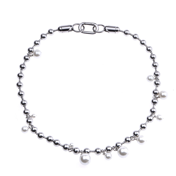 Beaded chain cuban links with dangling freshwater pearls necklace asaprocky